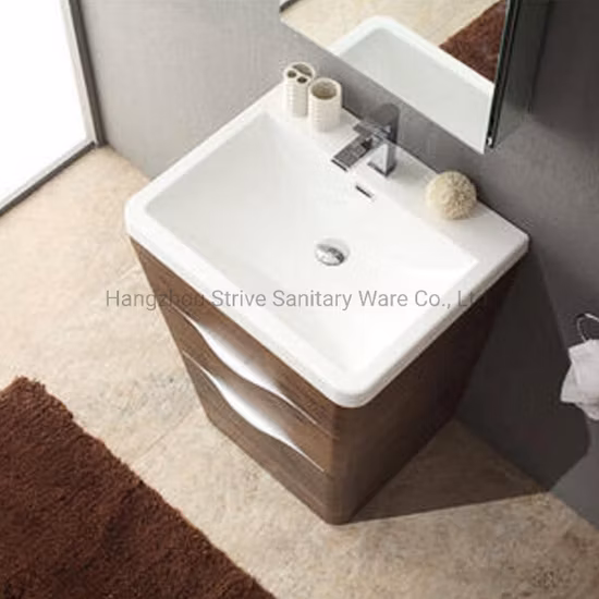 モダンな PVC 床マウント化粧台ユニット浴室化粧台ユニット (薬キャビネット付き)