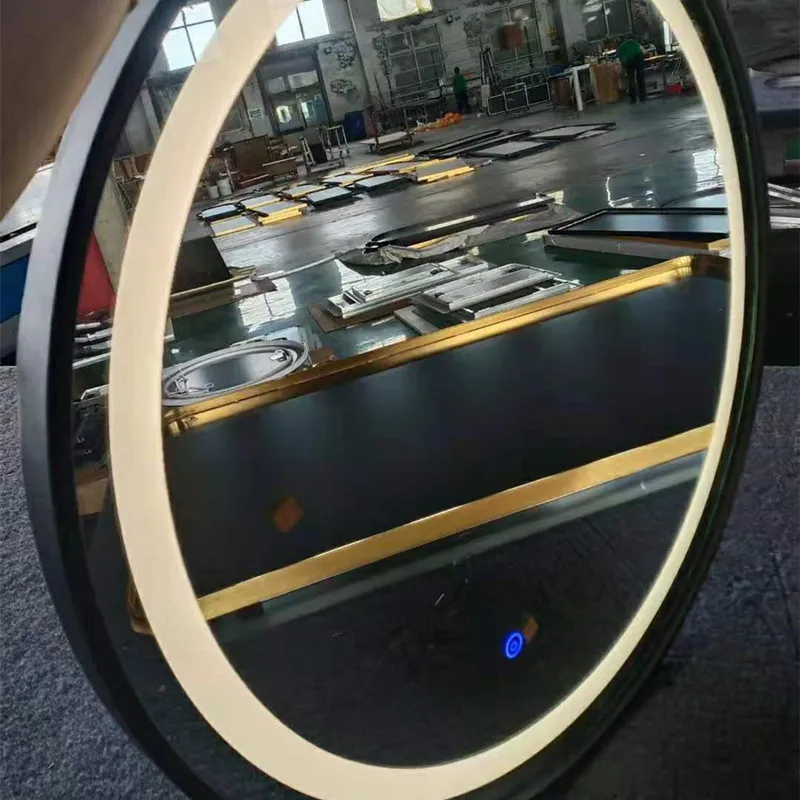 アルミニウム合金メタルフレームバスルームミラー、インテリジェント防曇LED、ハイエンド5つ星ホテルミラー