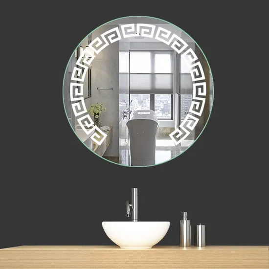Round Shape Three Light Temperature Touch Sensor Anti-Fog Wall LED Bathroom Mirror